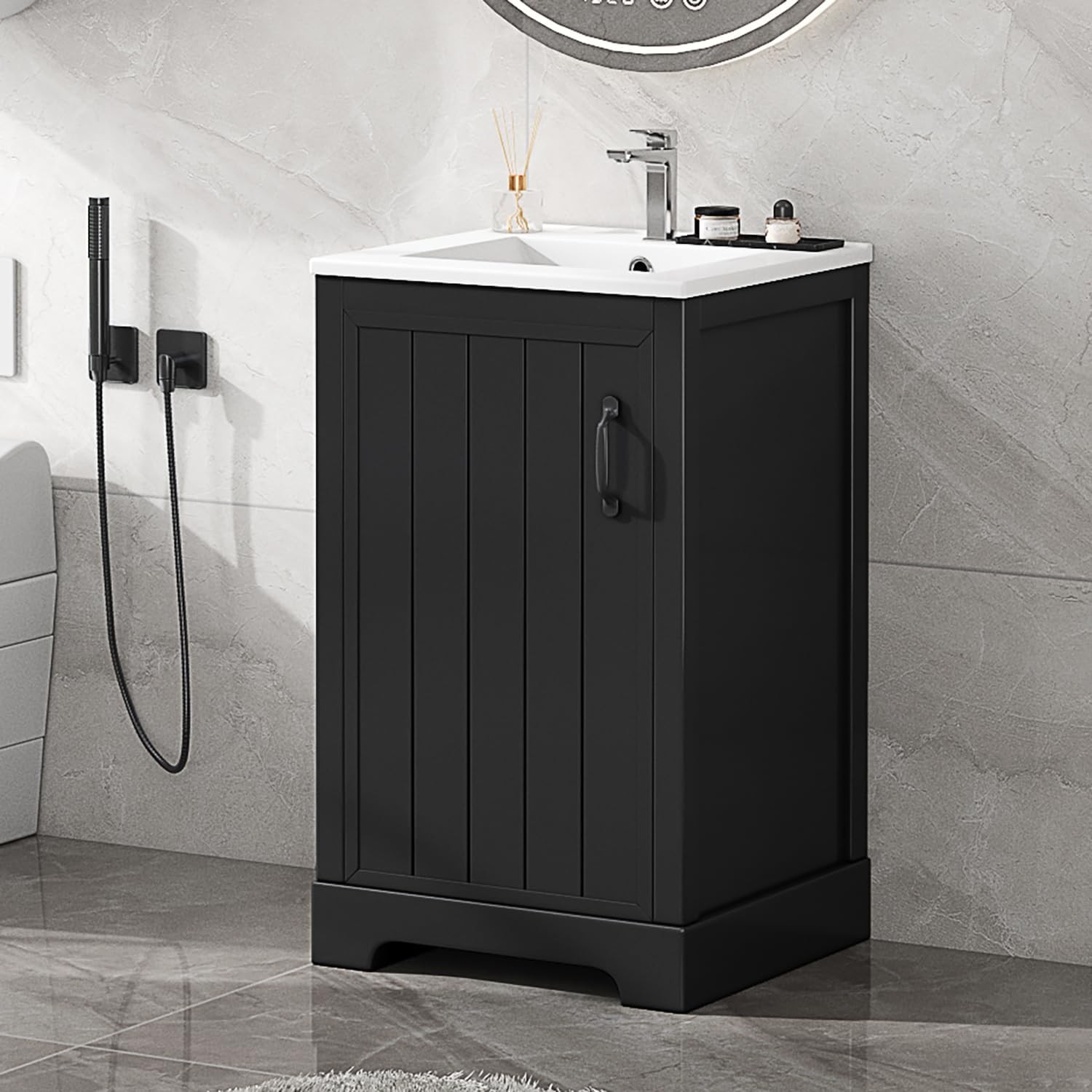 20 Inch Bathroom Vanities with Storage Cabinet Door Organizer, Undermount