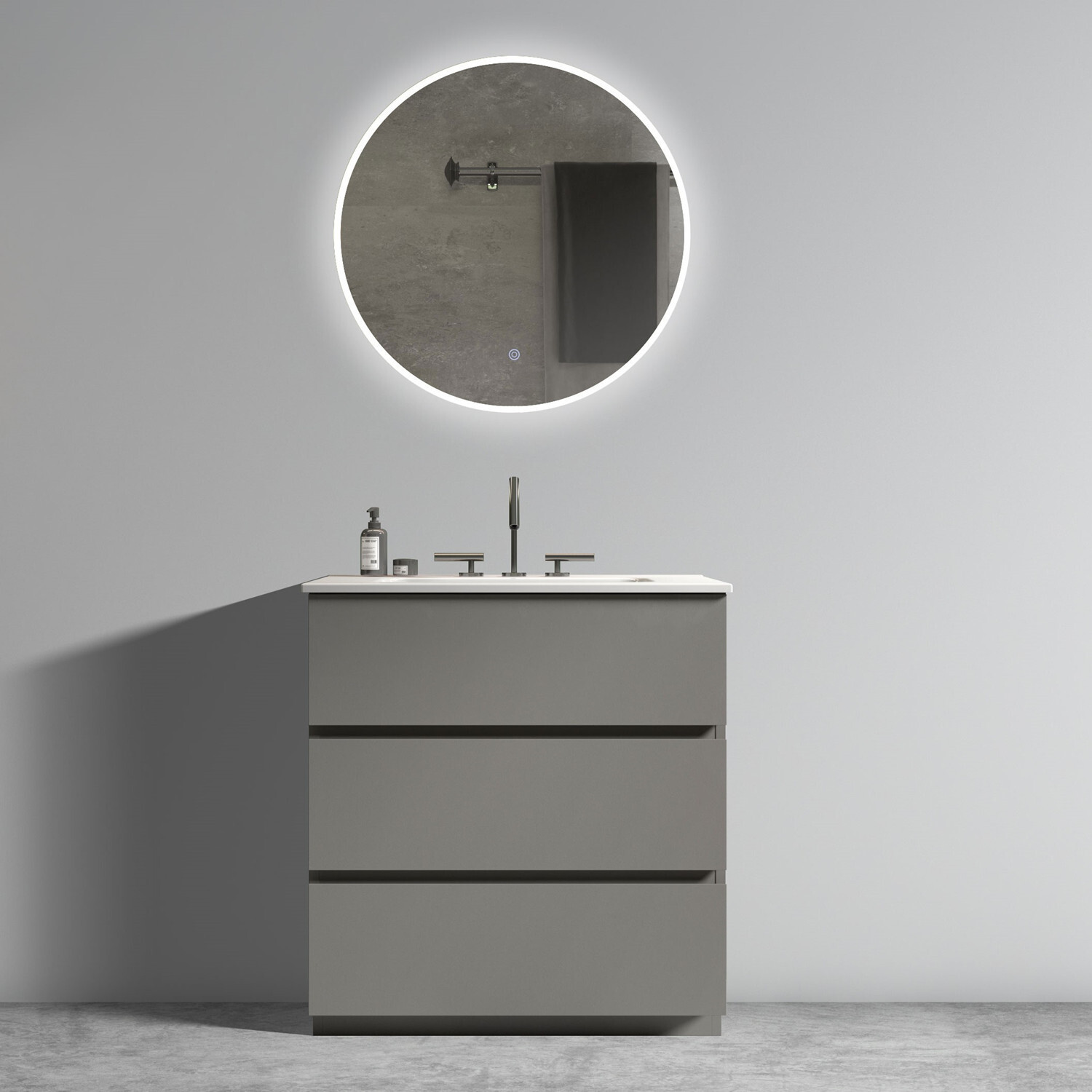 24″ 30″ Bathroom Vanity w/ Sink, Freestanding Vanity Storage Cabinet, 3 Drawers