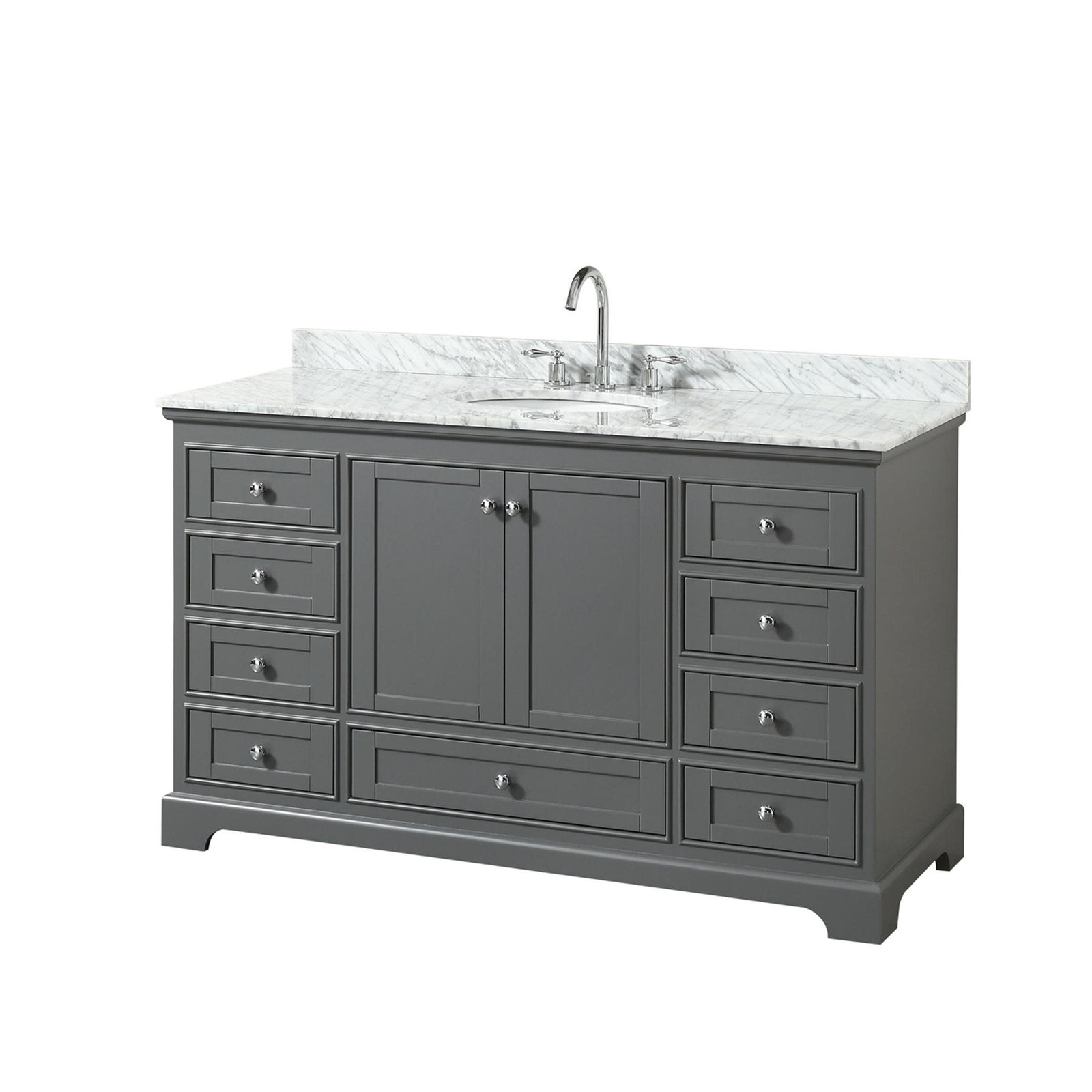 Wyndham Collection WCS202060SCMUNOMXX Deborah 60″ – White / White Carrara Marble