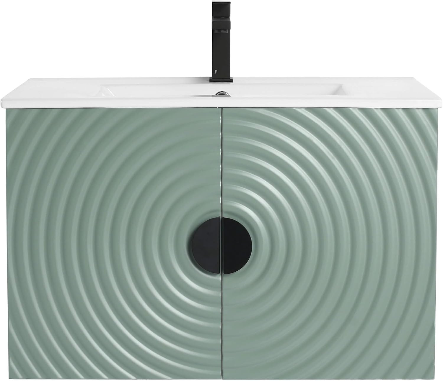 Mint Green 30″ Floating Bathroom Vanity with Sink & Fluted Door Design