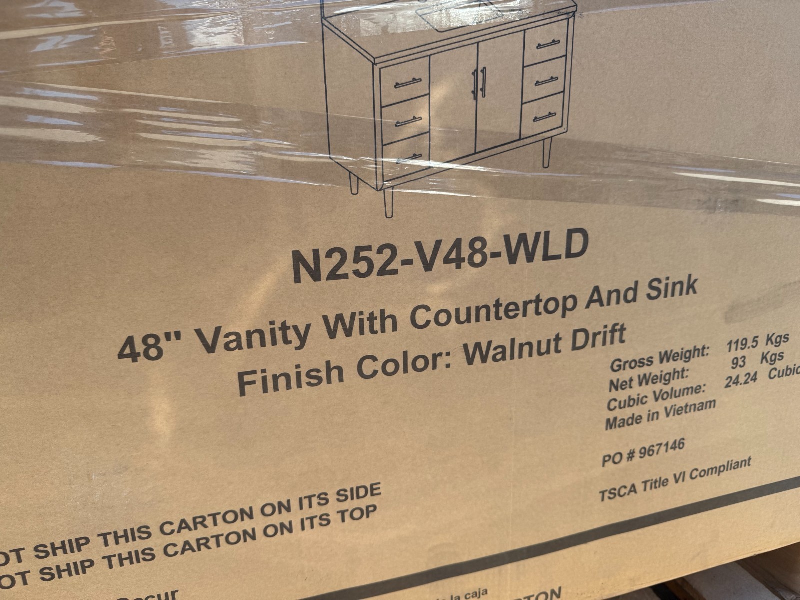 NEW Miseno N252-V48-WLD Mertola 48″ Bathroom Vanity – Walnut Drift Finish