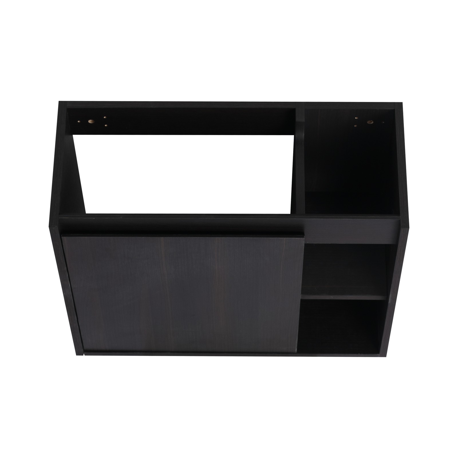 24″ Plywood Wall-Mounted Bathroom Vanity Cabinet W/ White Ceramic Sink Dark Oak