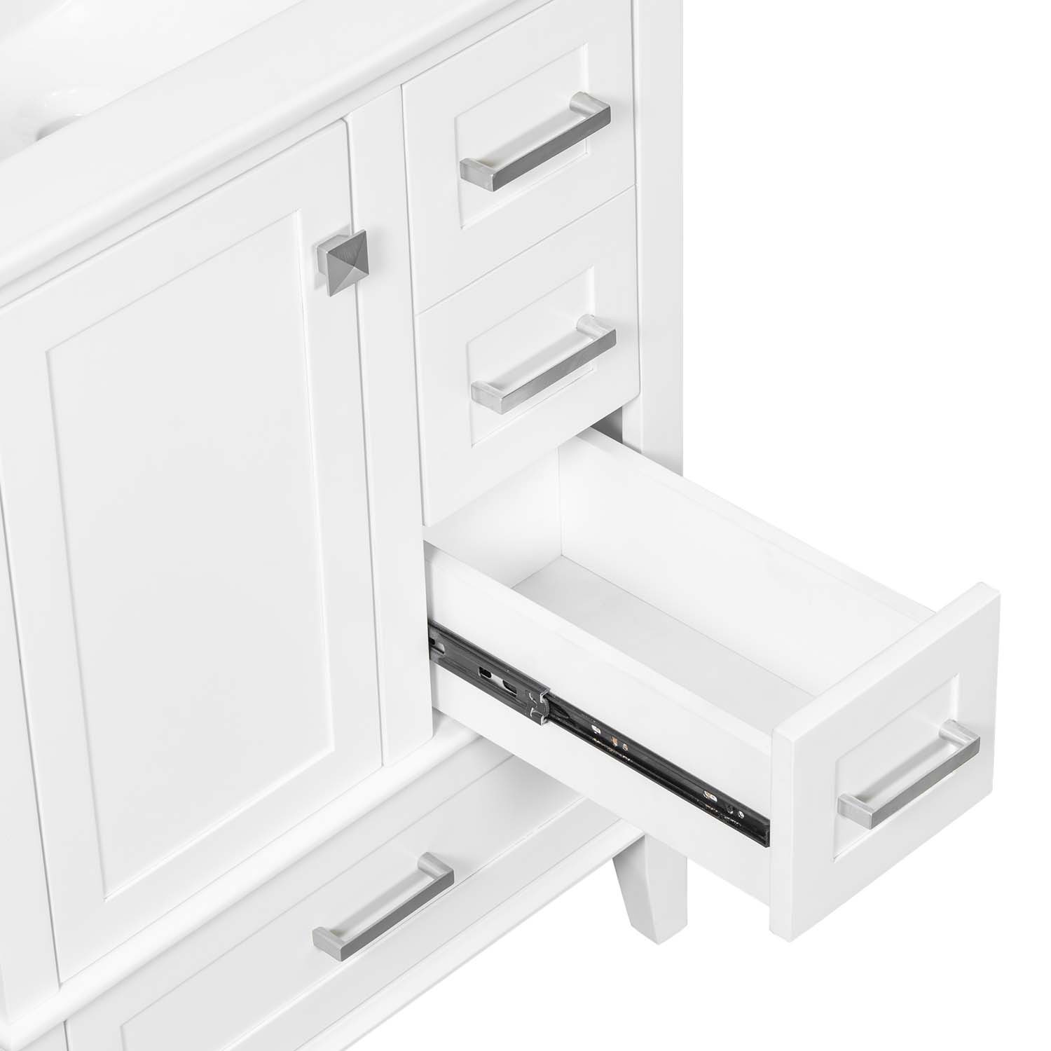 25″ Bathroom Vanity & Sink Freestanding Modern Cabinet Soft-Close Door 3 Drawers
