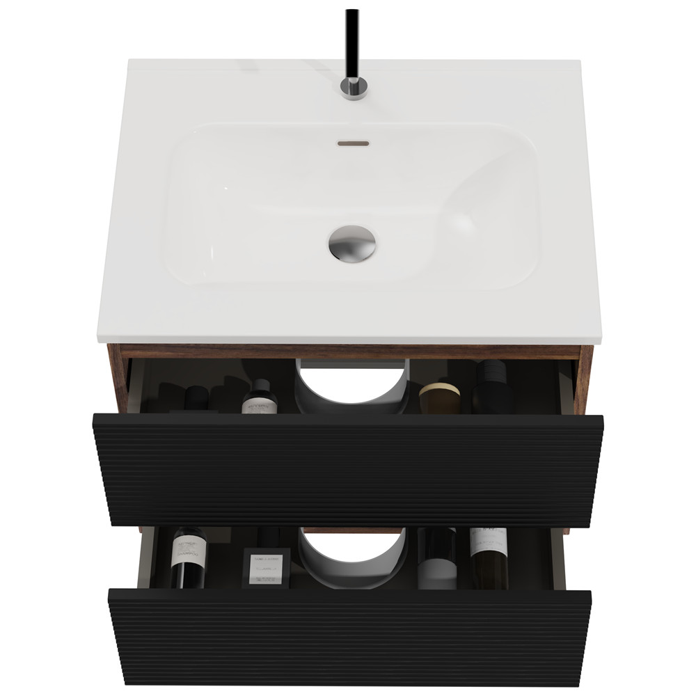 24″ 30″ 36″ Wall Mounted Bathroom Vanity w/Sink,Floating Vanity Cabinet,2 Drawer