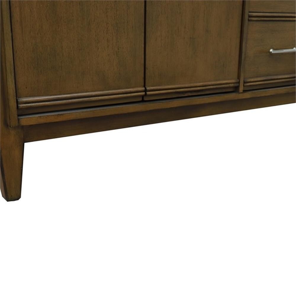 Pemberly Row 61″ Double Oval Sink Solid Wood Vanity in Walnut/White Quartz Stone