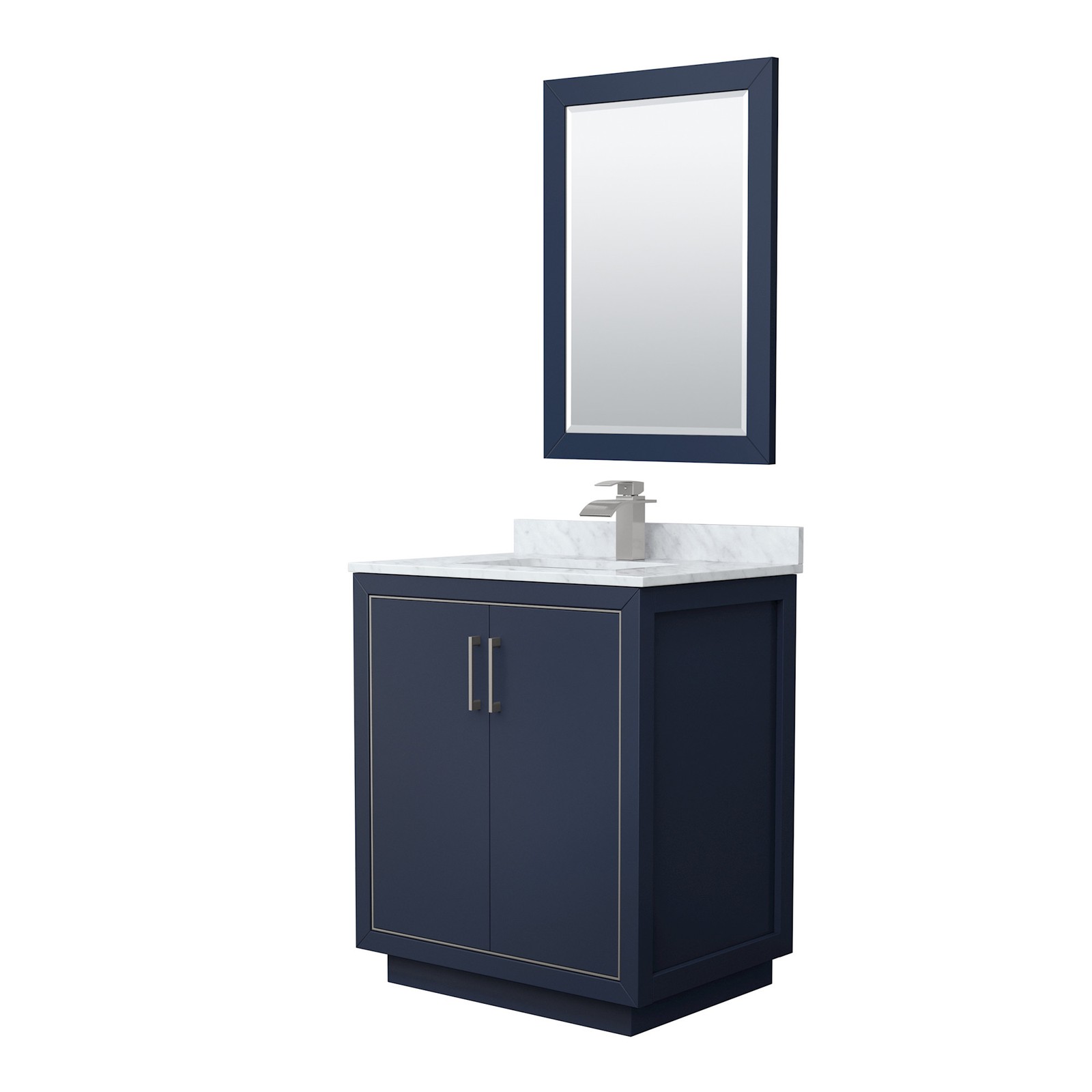 Wyndham Collection WCF1111-30S-NAT-M24 Icon 30″ – Dark Blue / Brushed Nickel