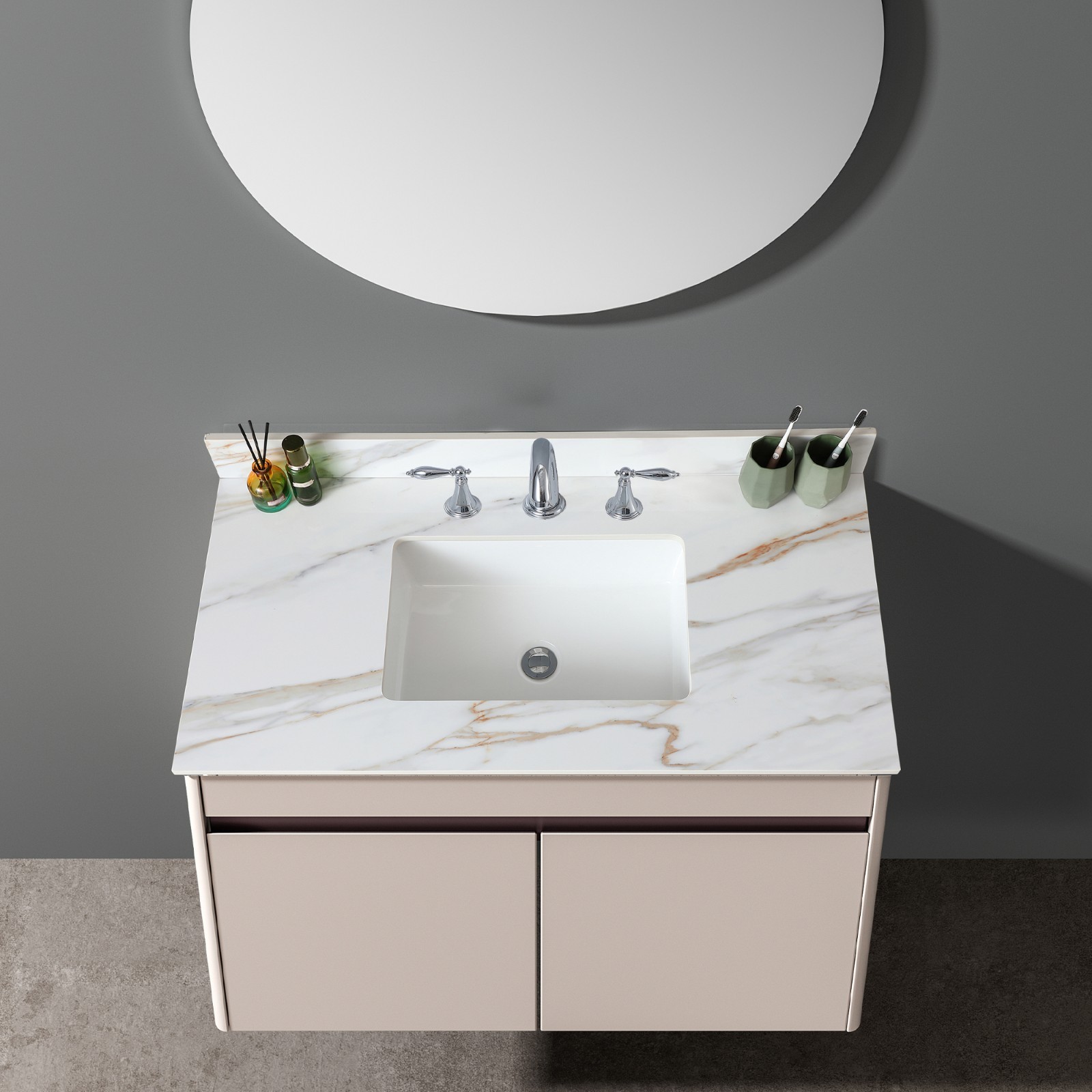 43In Marble Vanity Top with Undermount Sink & Backsplash Carrara White