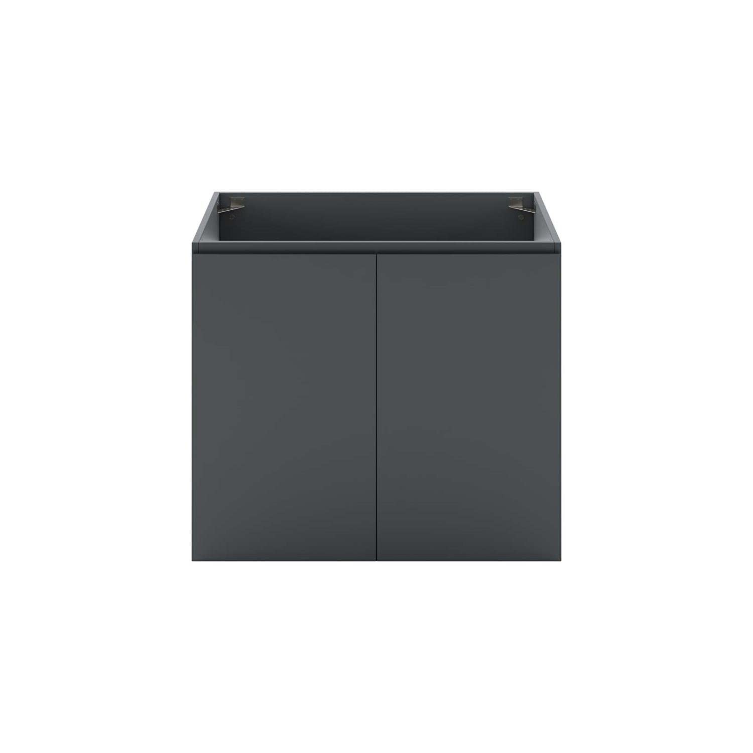 Modway Vitality 29.5″ Plastic and Wood Wall-Mount Bathroom Vanity in Gray