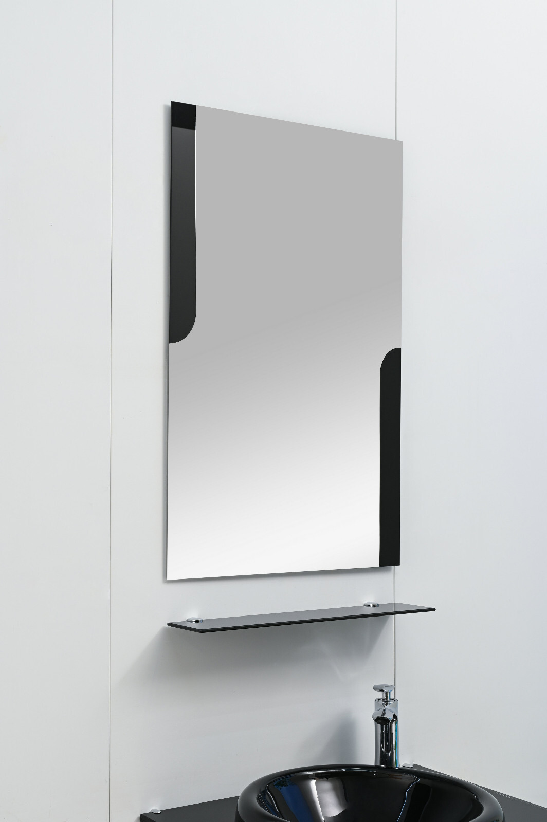 24″ Wide Modern Tempered Glass & Stainless-Steel Set include mirror and shelve