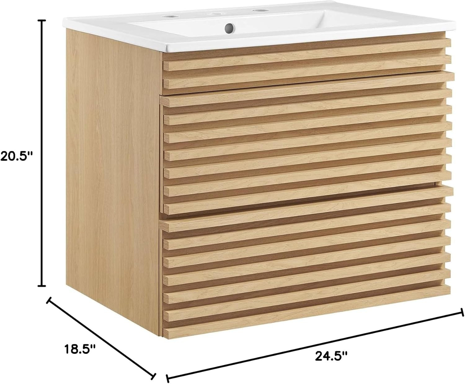 24″ Oak White Wall-Mount Bathroom Vanity for Modern Spaces