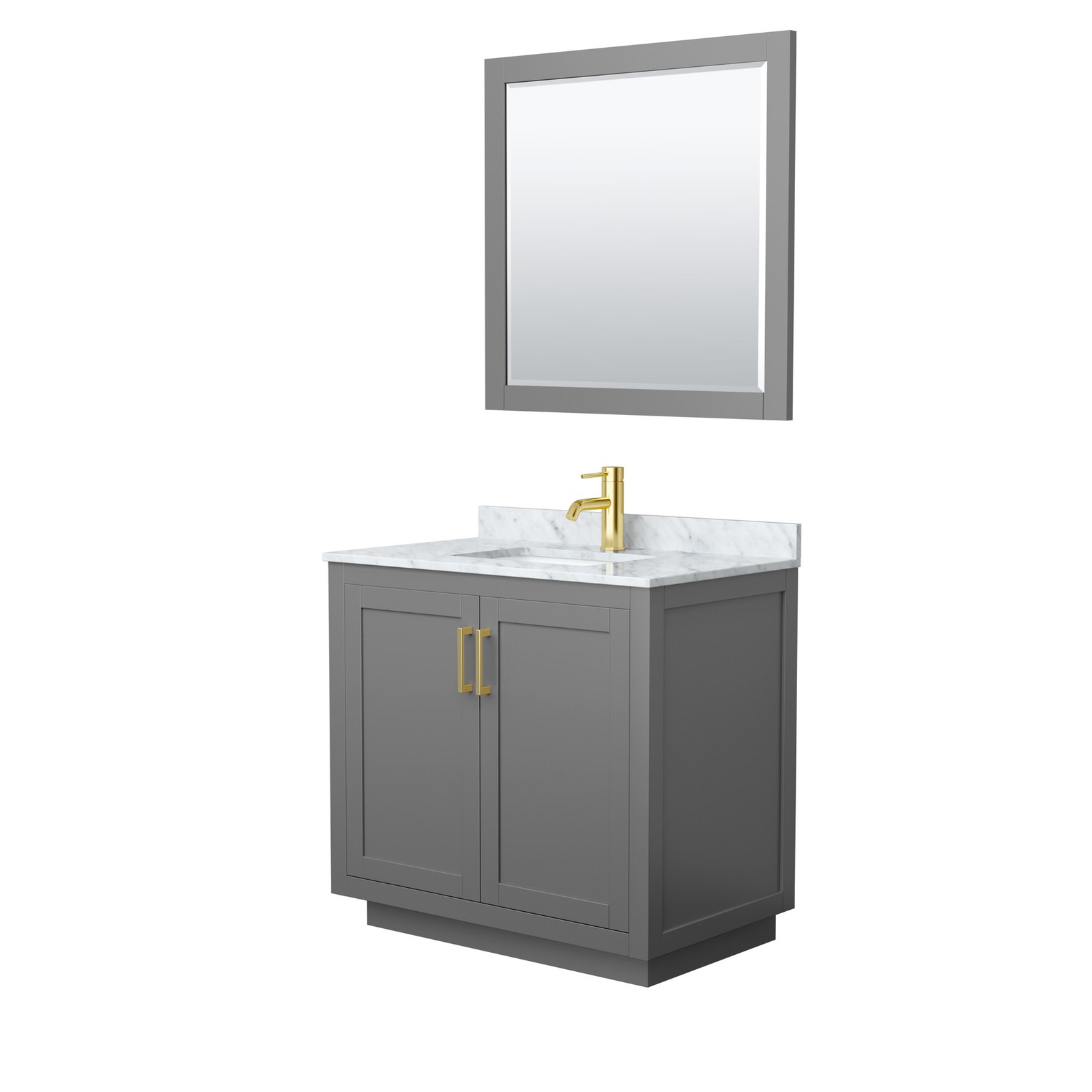 Wyndham Collection WCF2929-36S-NAT-M34 Miranda 36″ – Dark Gray / White Carrara