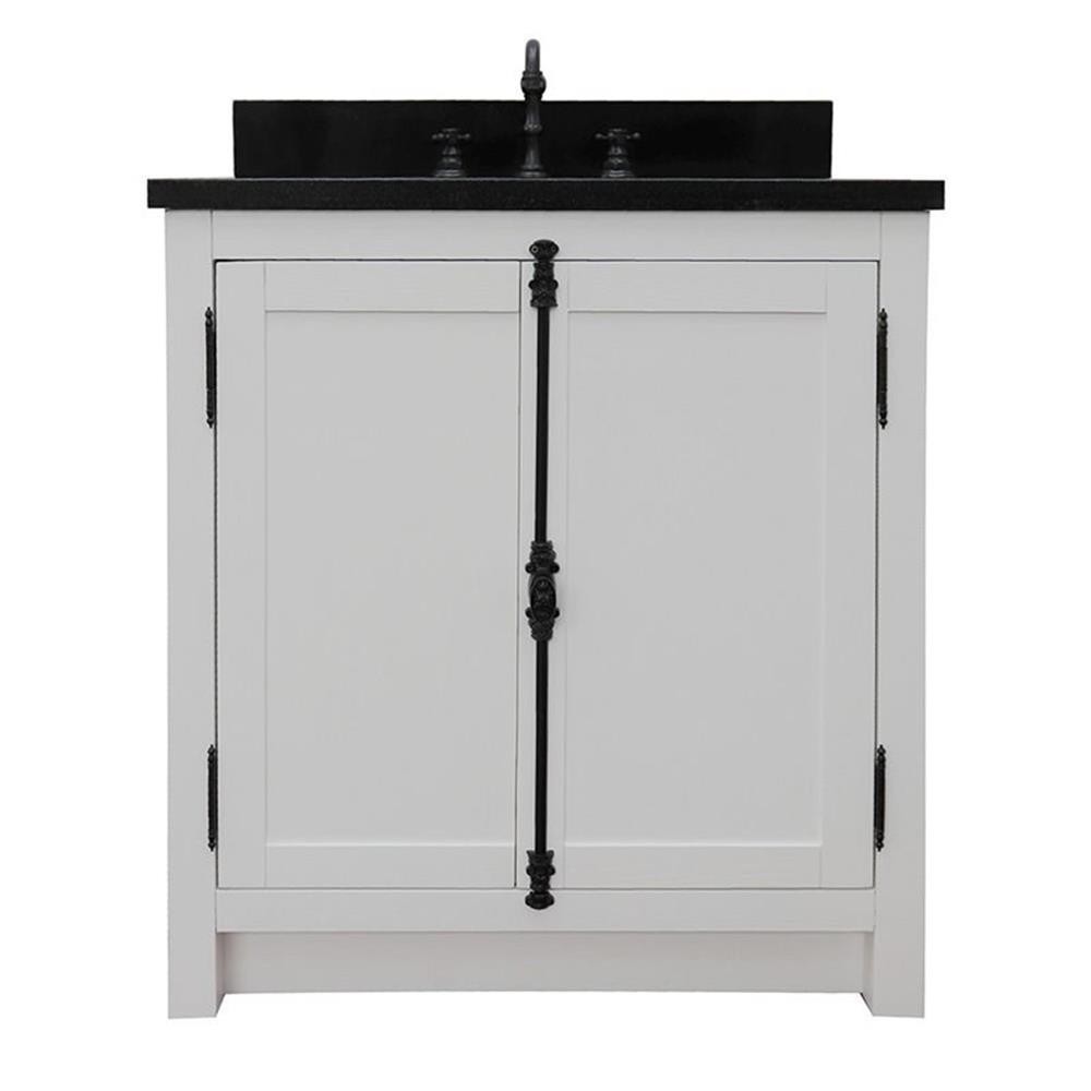 Plantation 31″ Solid Wood Rectangle Sink Vanity in Glacier Ash/Black Galaxy