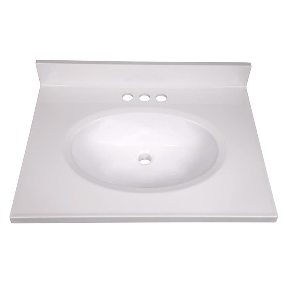 Pemberly Row Transitional 25″x19″ Marble Bathroom Vanity in Birch
