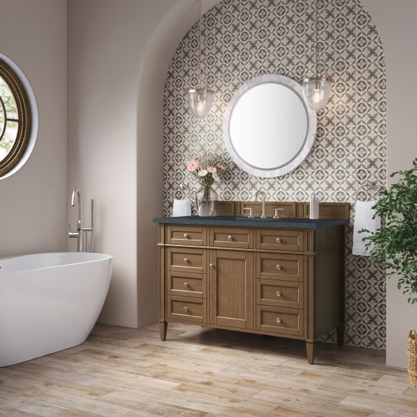 48″ James Martin Brittany 650-V48-SBR-3CSP Vanity Cabinet Charcoal Soapstone Top