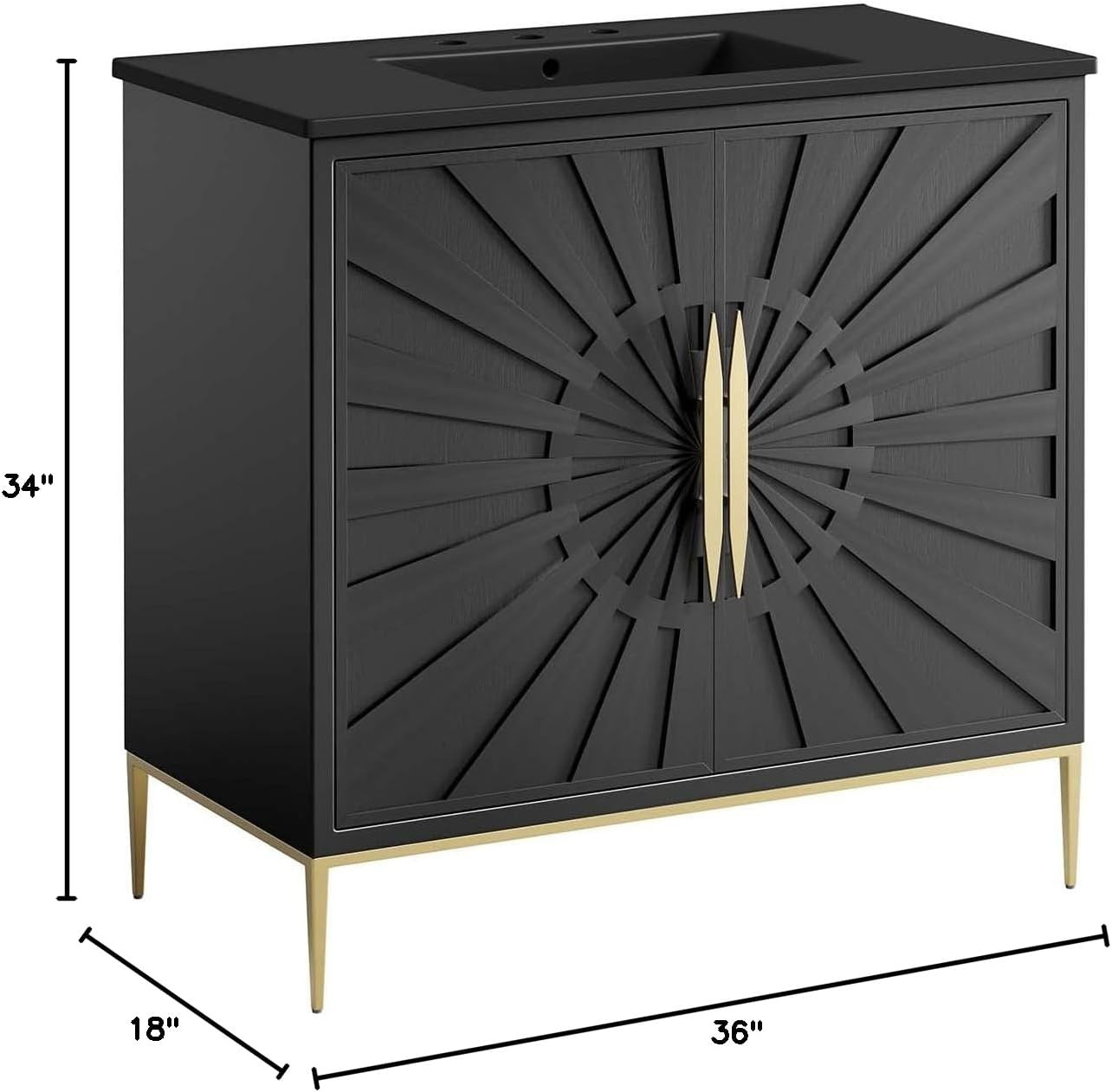 Elegant 36″ Black Awaken Bathroom Vanity Cabinet for Modern Spaces