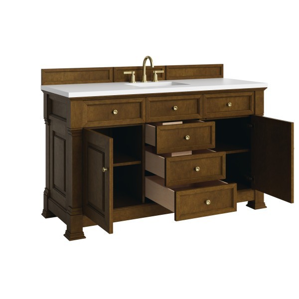 60″ James Martin Brookfield 547-V60S-HNO-3WZ Vanity Cabinet White Zeus Top