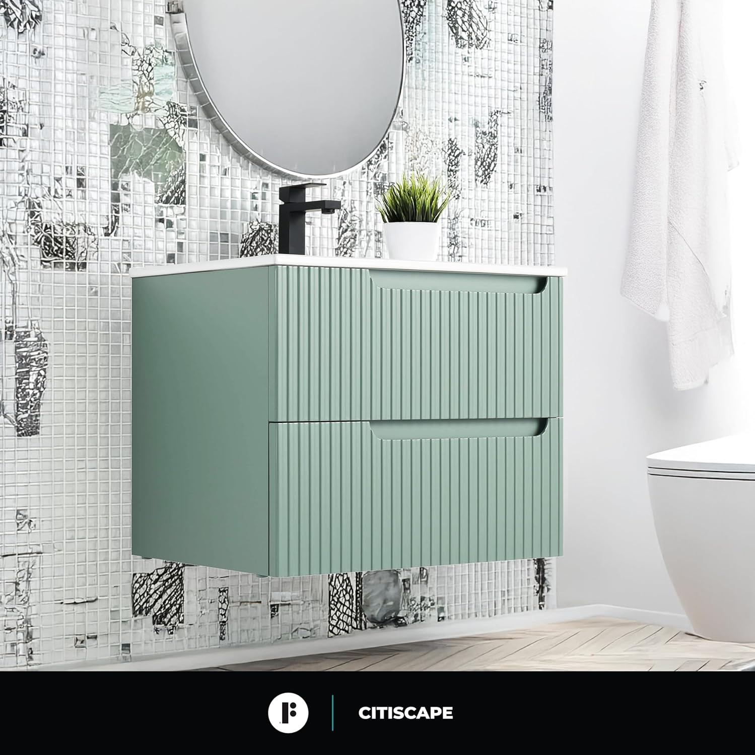 Elegant Mint Green 24″ Bathroom Vanity with Sink – Modern Design