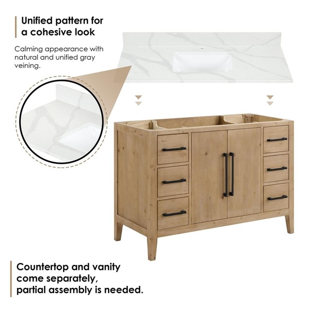 Altair Design Laurel 48″ Wood Vanity without Mirror in Weathered Fir Brown/White