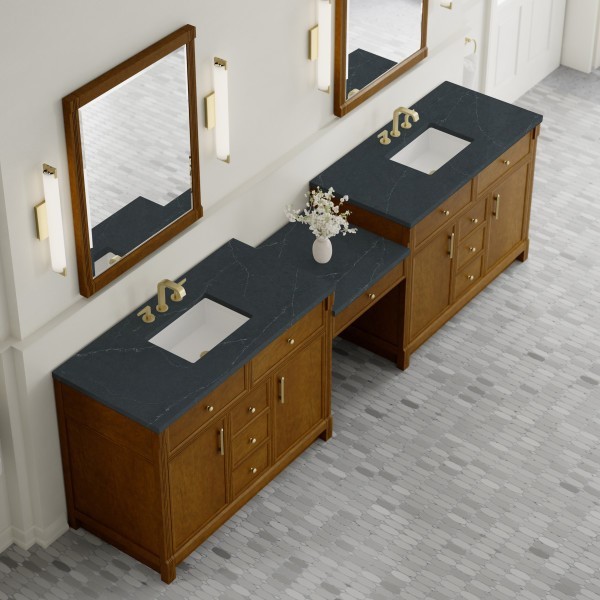 120″ James Martin Bellshire 660-VMC120-HNO-3CSP Dual Vanity Cabinet Charcoal Top