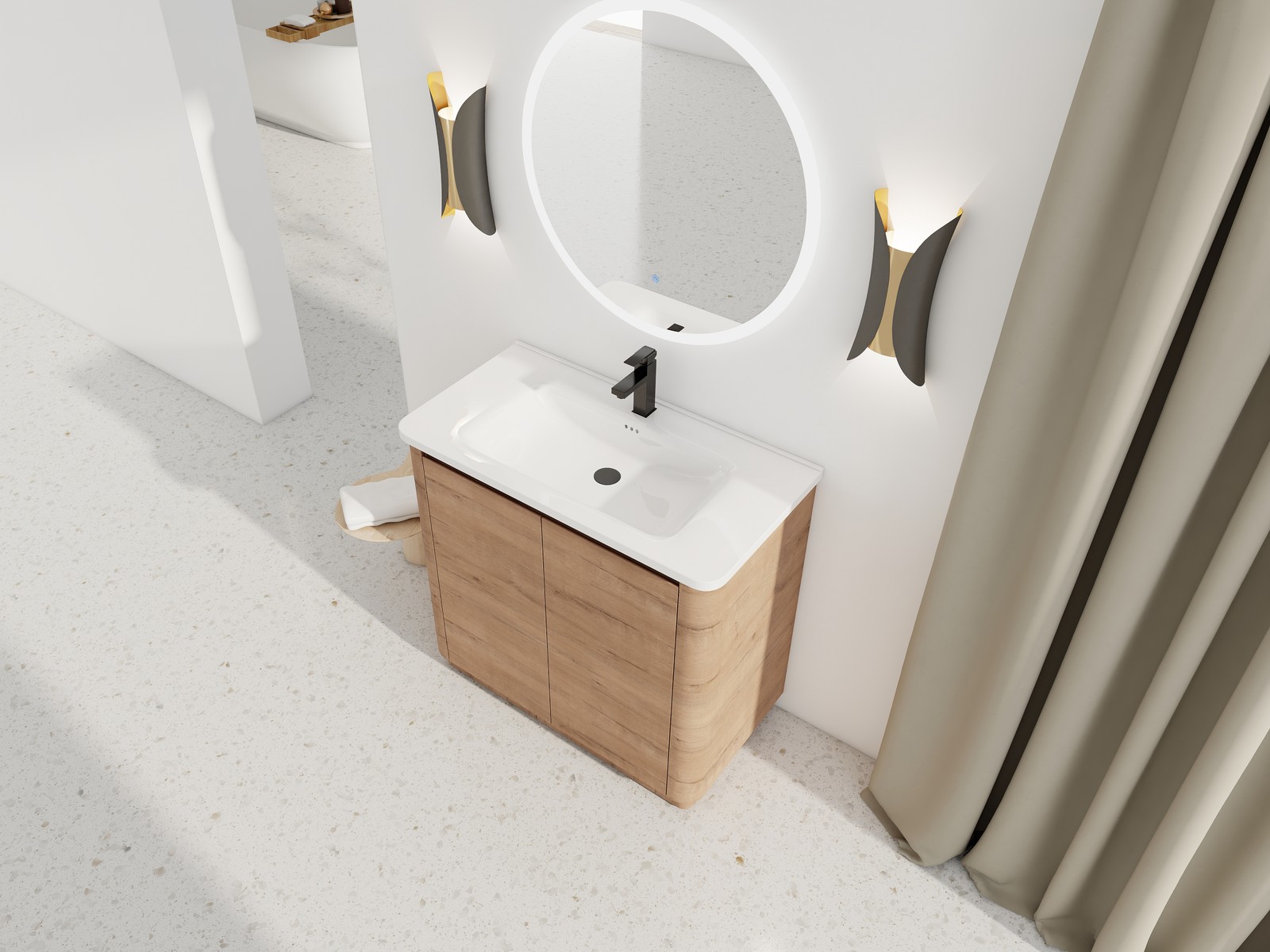 36 inch Freestanding Bathroom Vanity with Ceramic Sink Adjustable Shelf Plywood