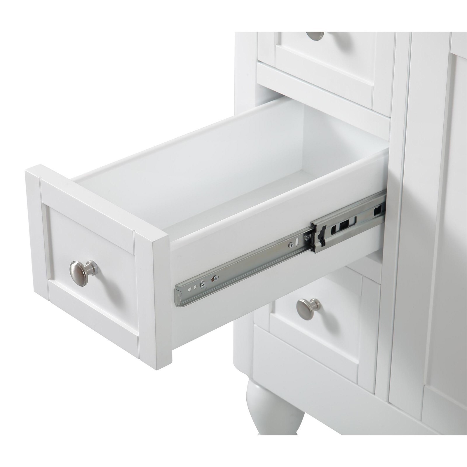 36″ White Bathroom Vanity Single Right Hand Sink Cabinet Marble Top