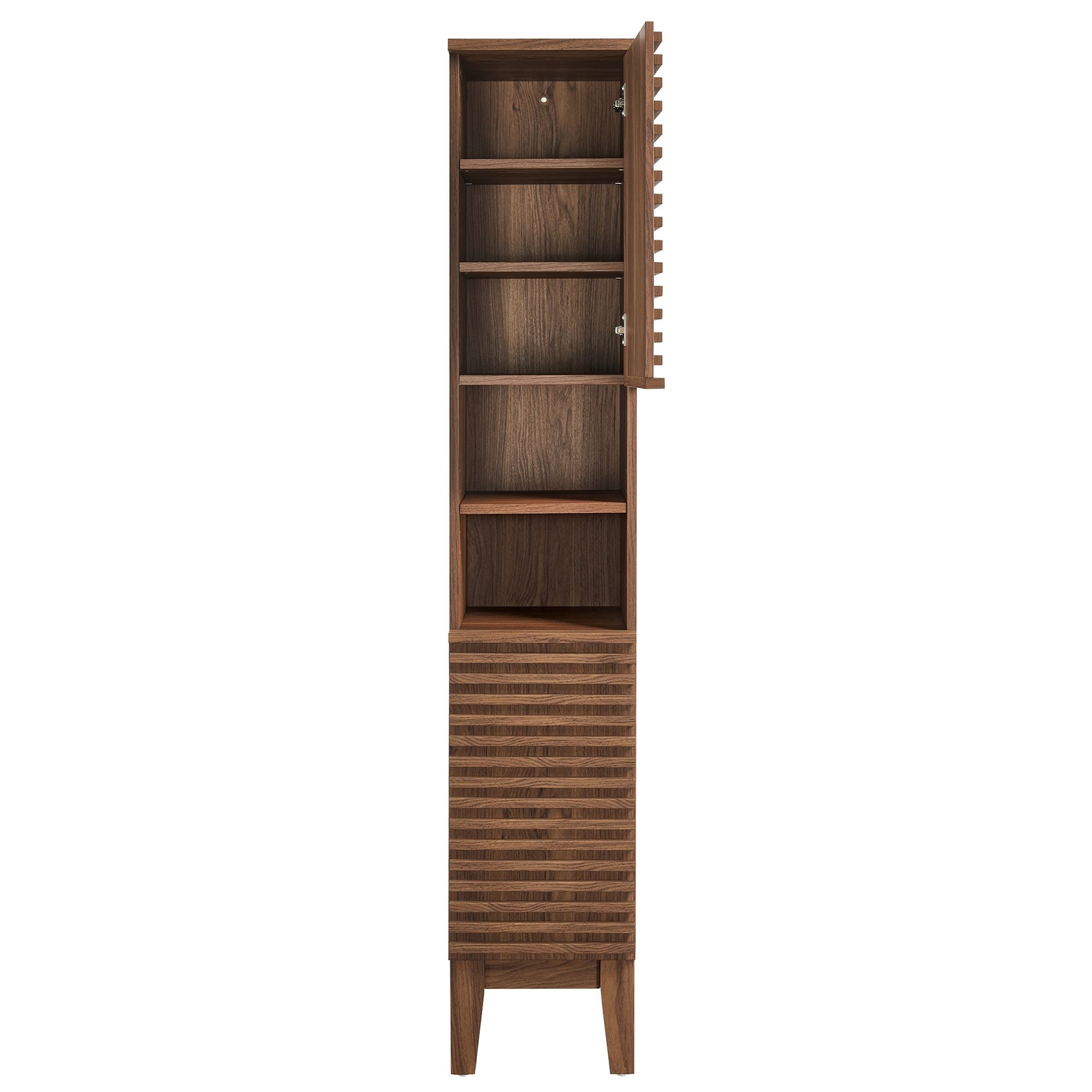 Render Tall Narrow Bathroom Storage Cabinet in Walnut