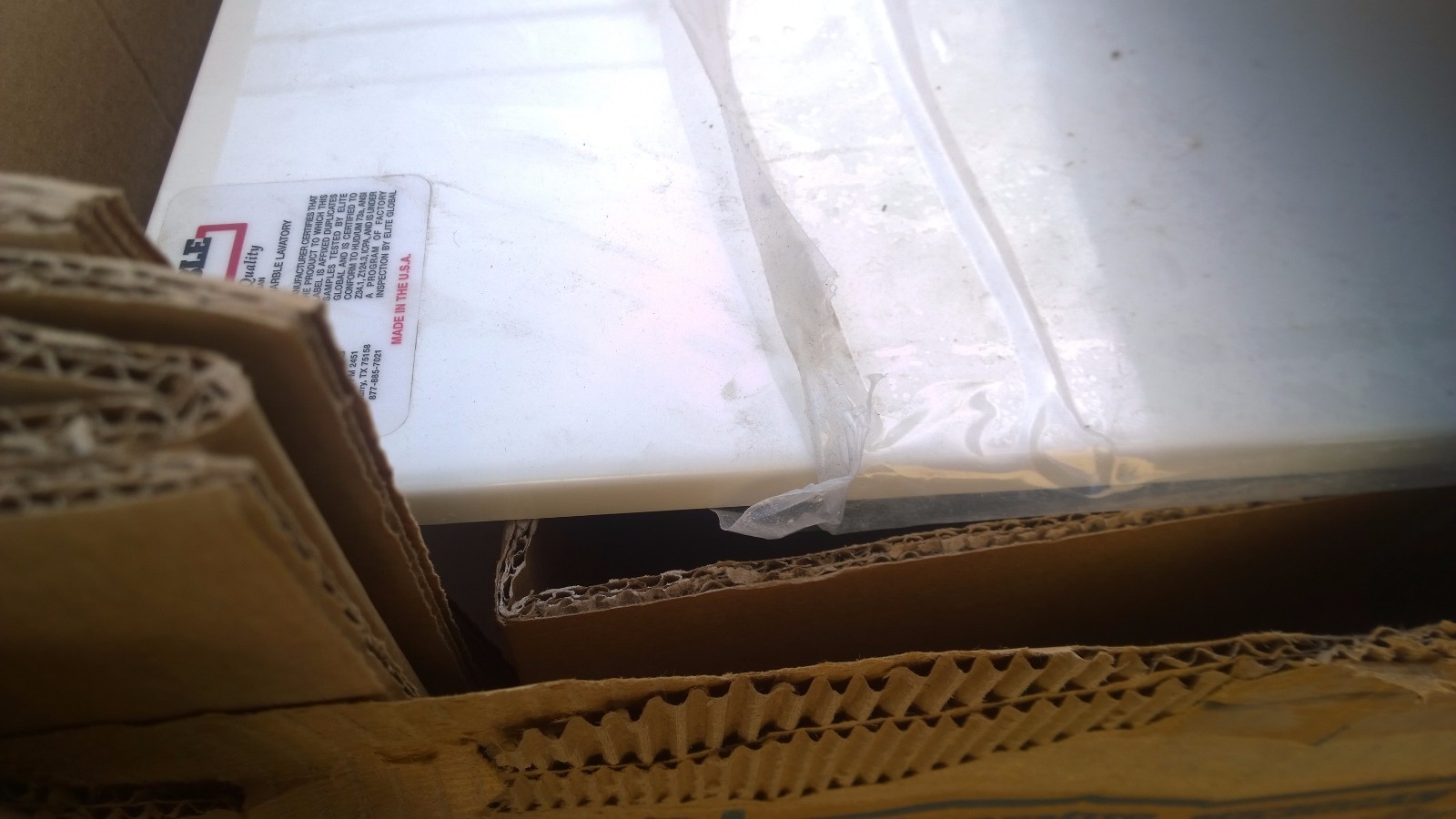 NIB Premium White CULTURED MARBLE VANITY TOP for Double Vessel Sinks 88″ x 22″
