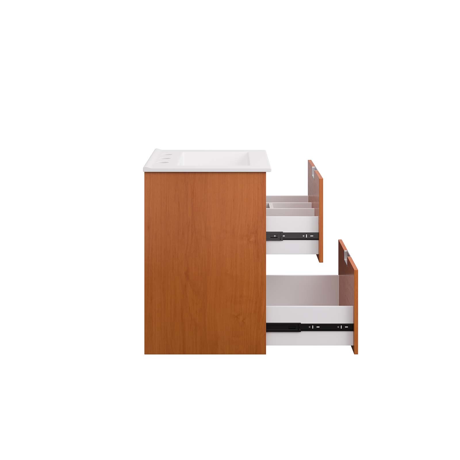 Modway Scenic 18″ Wall-Mount Bathroom Vanity in Cherry White