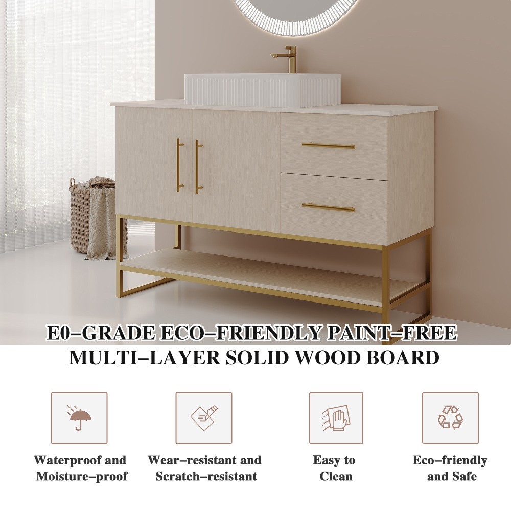 47.2″ Modern Bathroom Vanity w/Ceramic Vessel Sink Free Standing Storage Cabinet