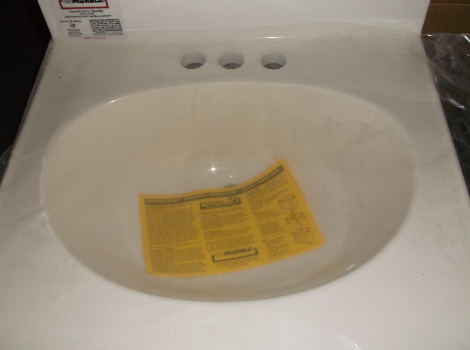 US Marble, Gorgeous White Custom Vanity Top/Sink, **LOCAL PICK-UP ONLY** NIB!!!