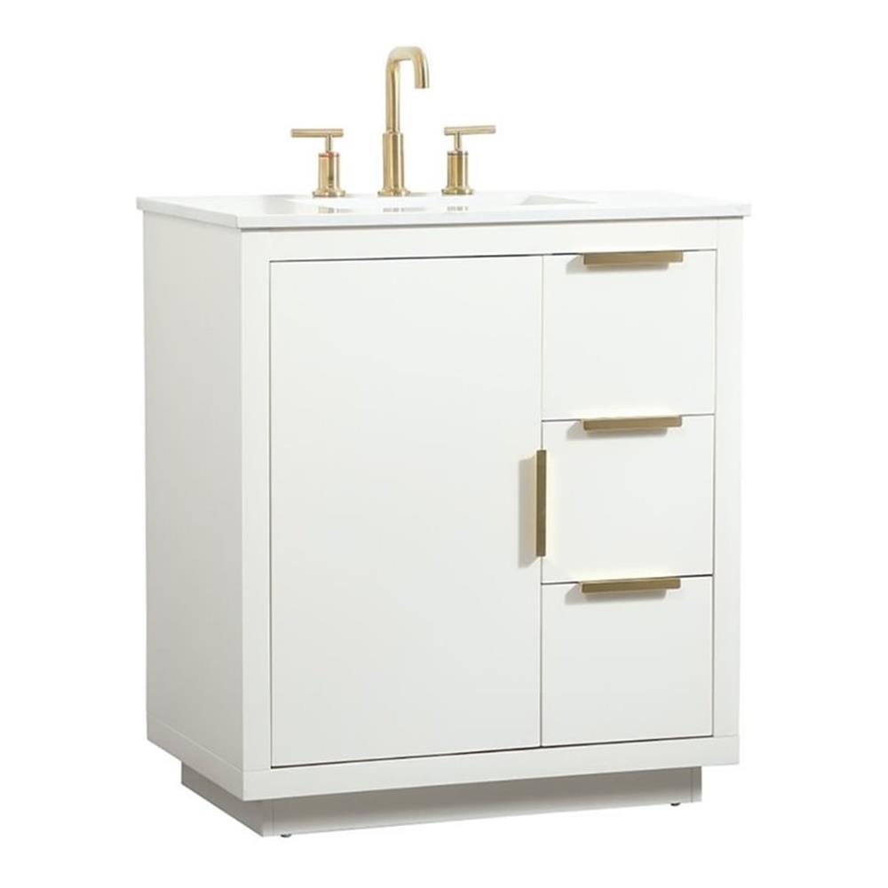 Elegant Decor Blake 30″ Aluminum Alloy MDF Single Bathroom Vanity in White