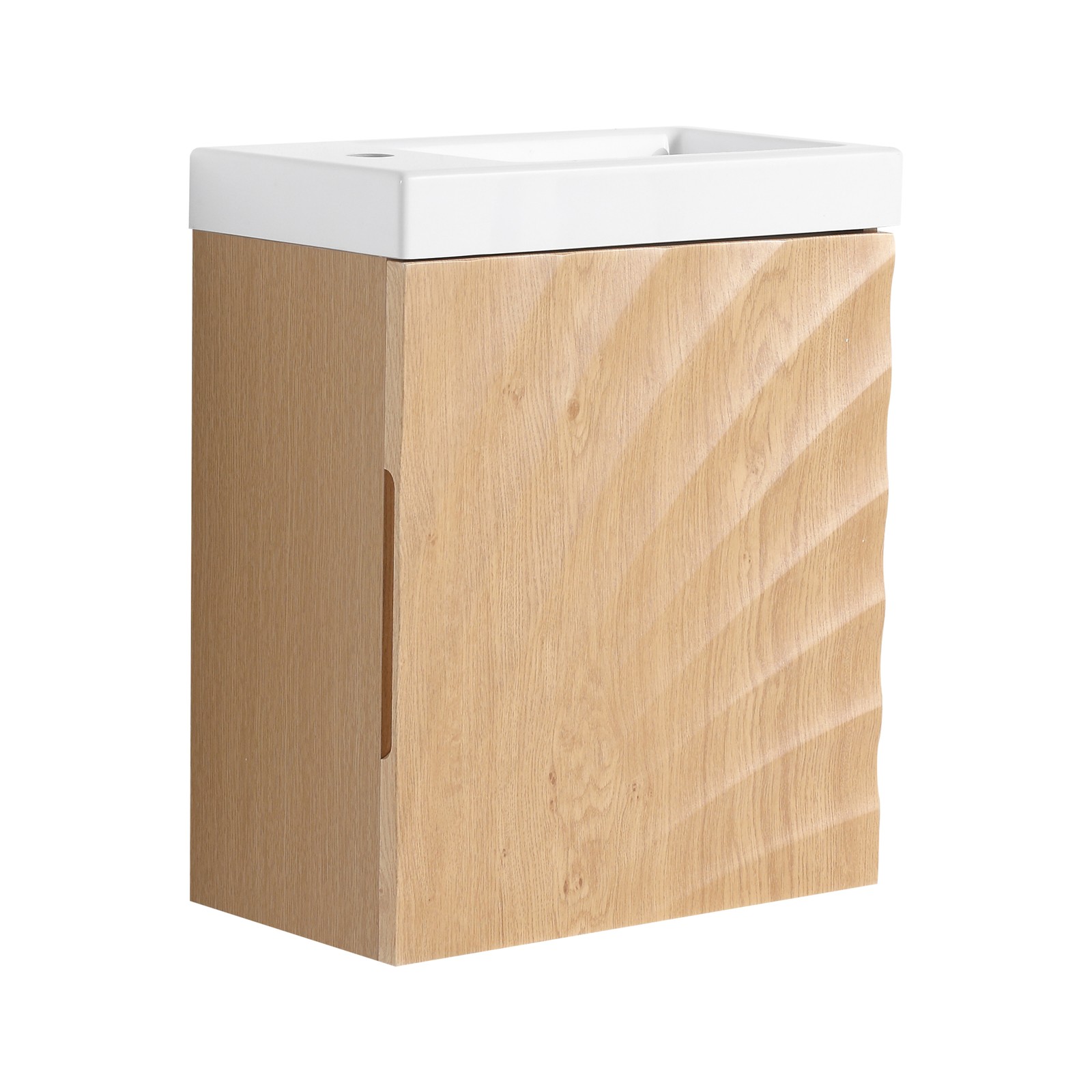 Wall-Mounted Bathroom Vanity w/Resin Sink, Storage Cabinet w/Soft Closed Door