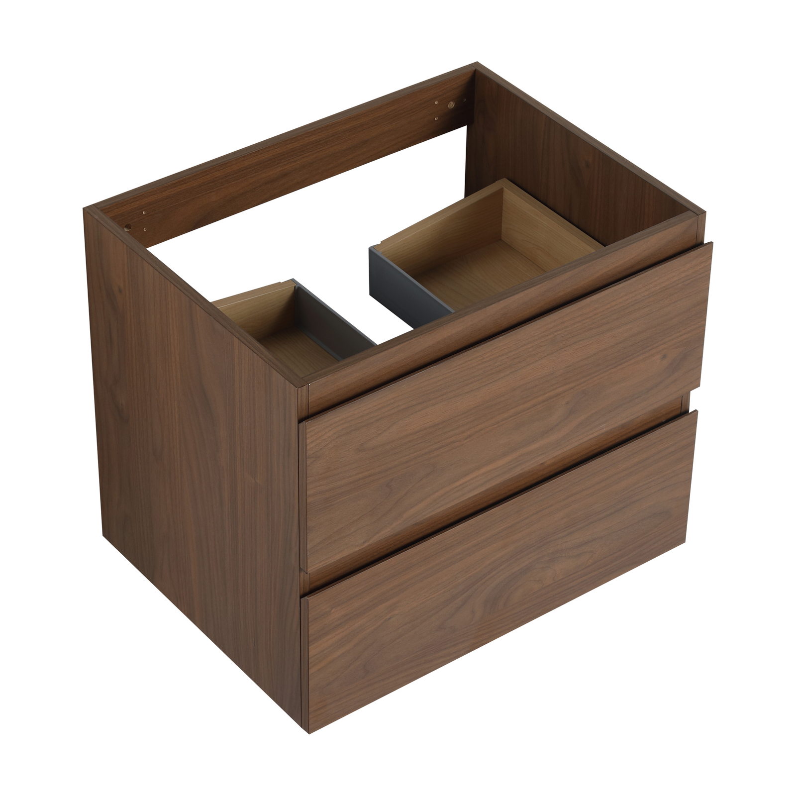 24in Wall Mounted Floating Cabinet Bathroom Vanity Cabinet 2 Drawers +Black Sink