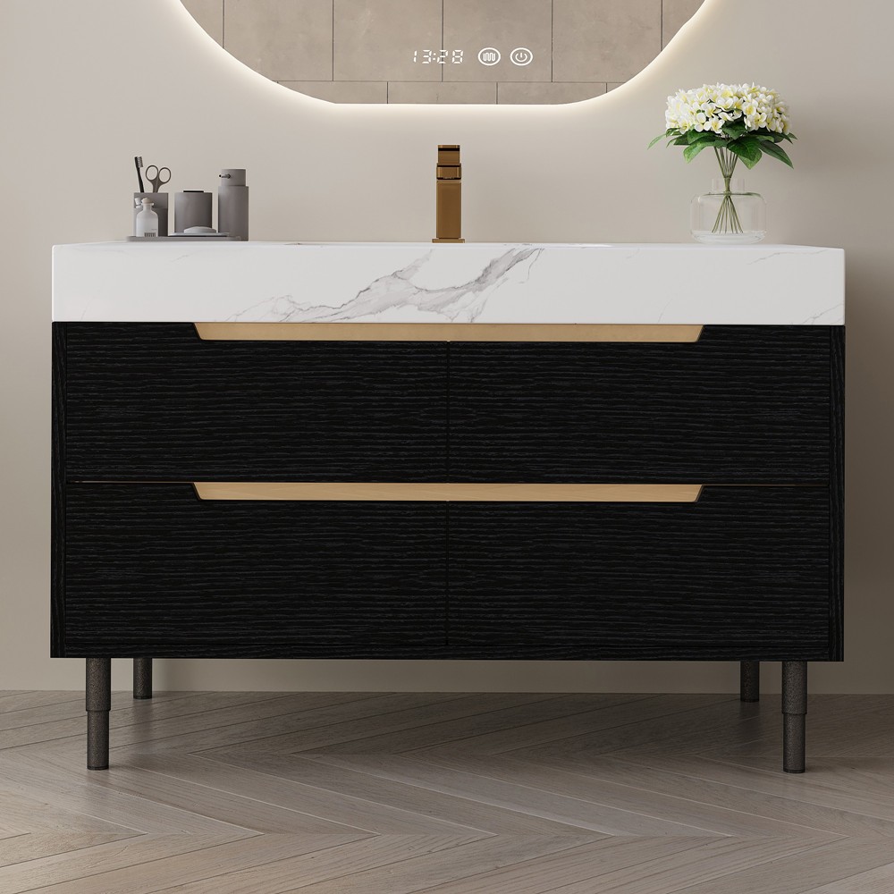 35.4″ Wall Mounted Bathroom Vanity w/Sink, 4 Drawers,Freestanding Vanity Cabinet