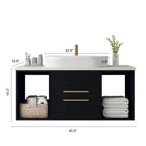 40 inch wide Floating Bathroom Vanity Ceramic Modern Sink Vanity For Bathroom