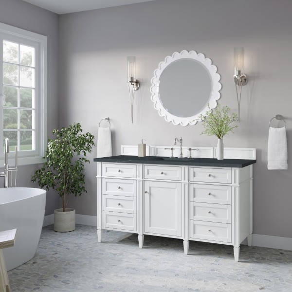 60″ James Martin Brittany 655-V60S-BW-3CSP Vanity Charcoal Soapstone Top