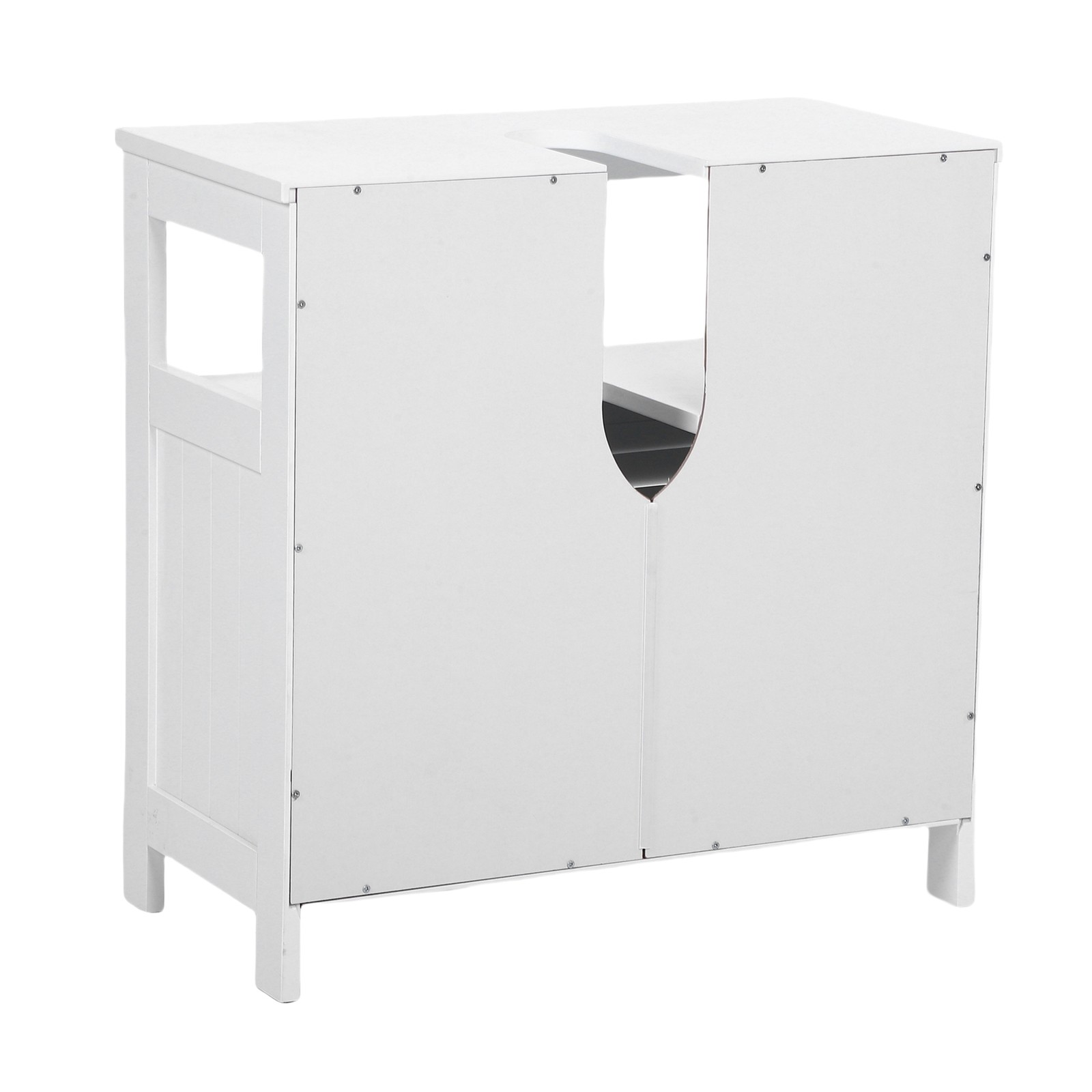 Bathroom Under Sink Storage Cabinet With 2 Doors Open Shelf White Furniture