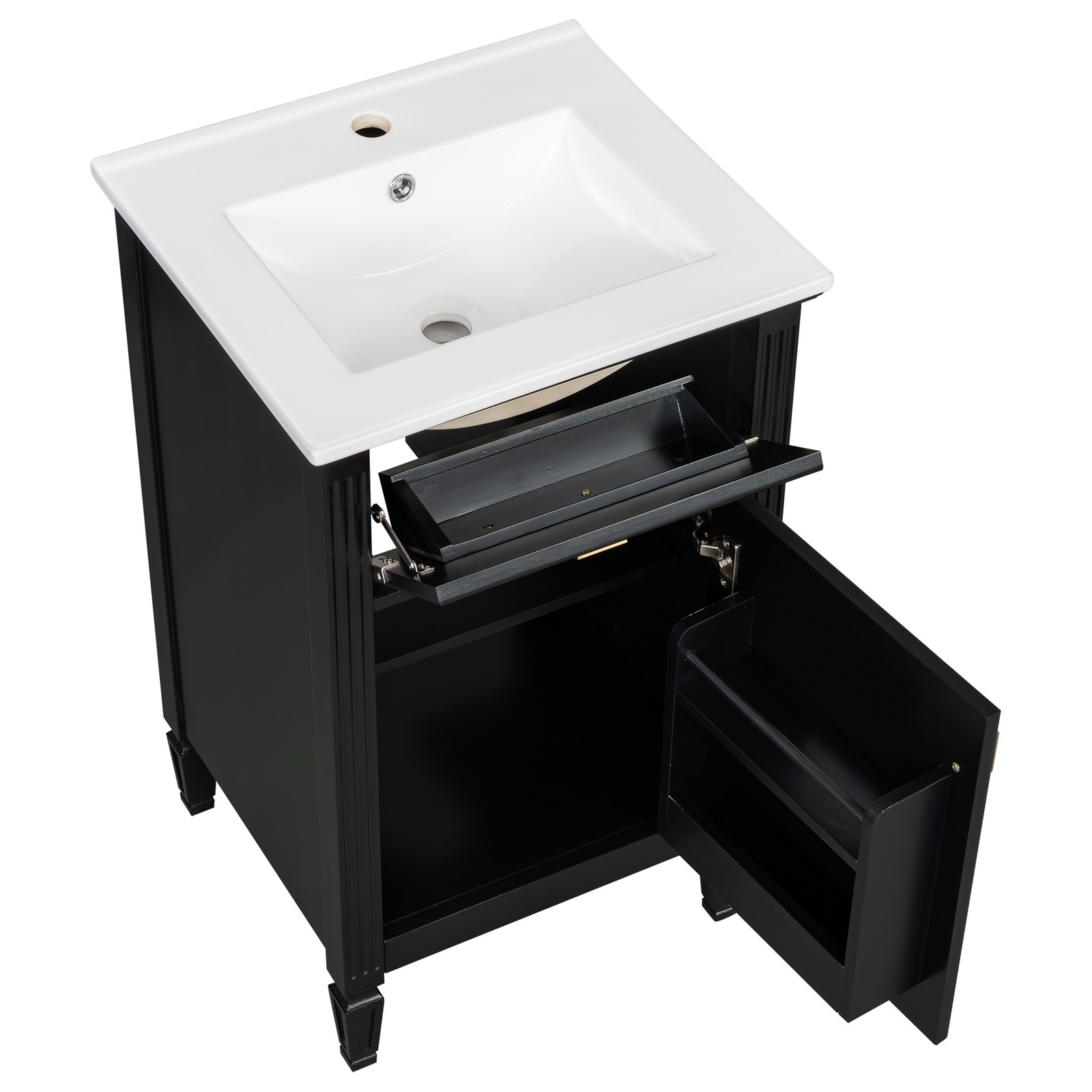 20″ Bathroom Vanity w/Ceramic Sink Modern Storage Cabinet w/Adjustable Shelf