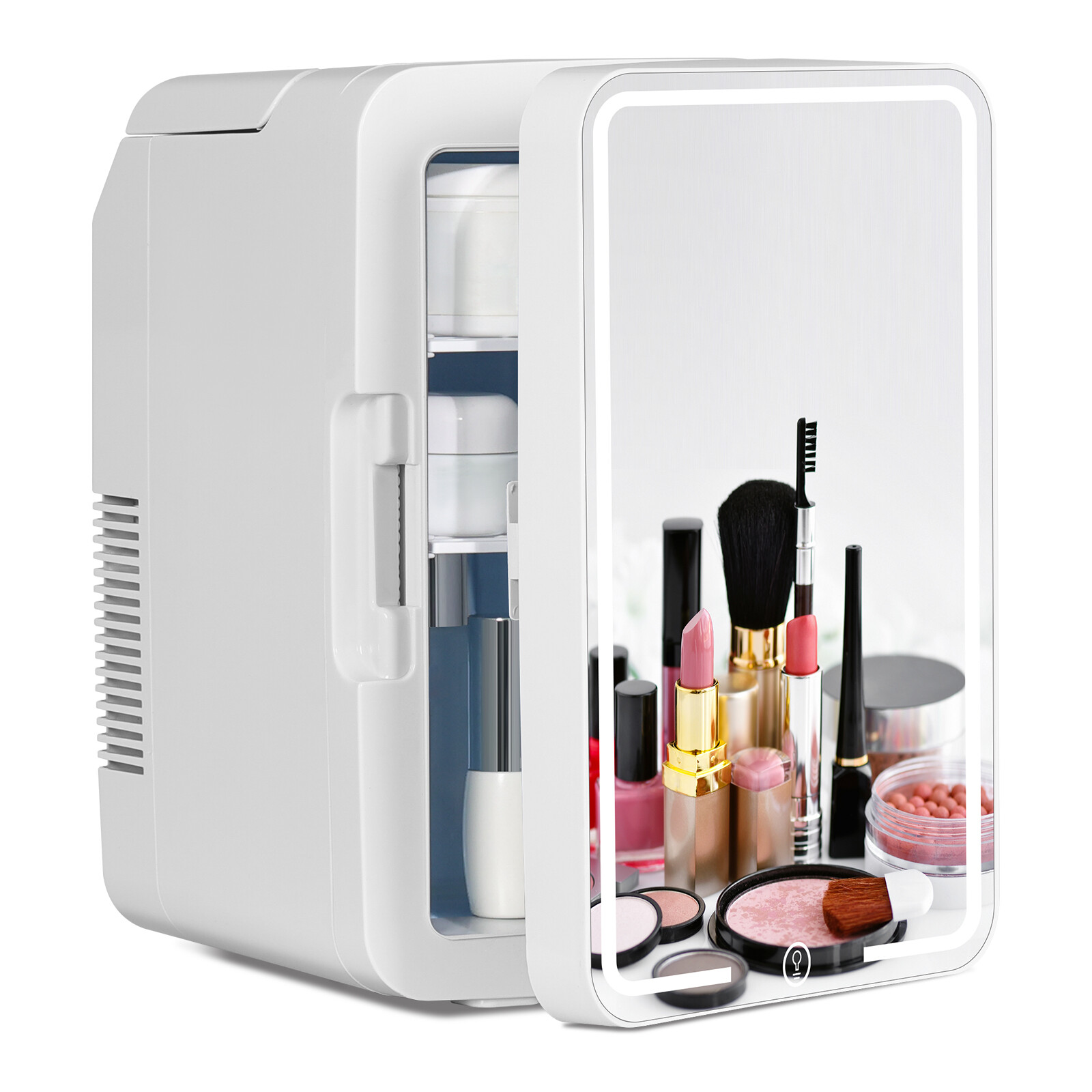 8/10L Mini Fridge Skincare Portable Refrigerator Cooler&Warmer LED Mirrored Door
