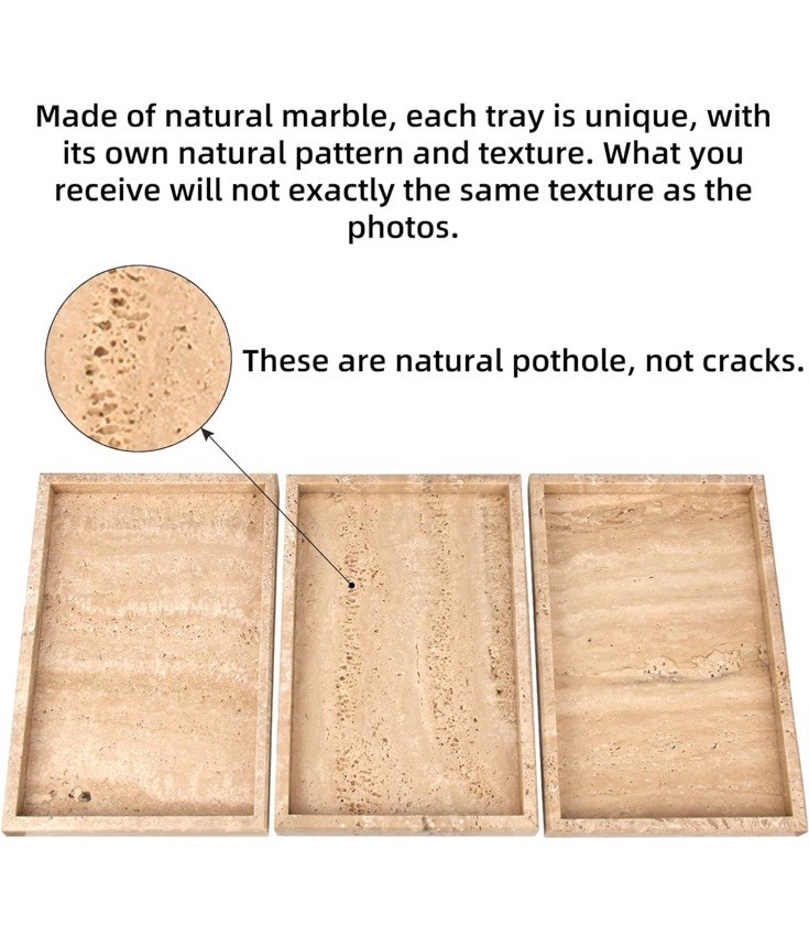 Marble Bathroom Vanity Tray, Natural Luxury Vanity Home Kitchen Bathroom Tray