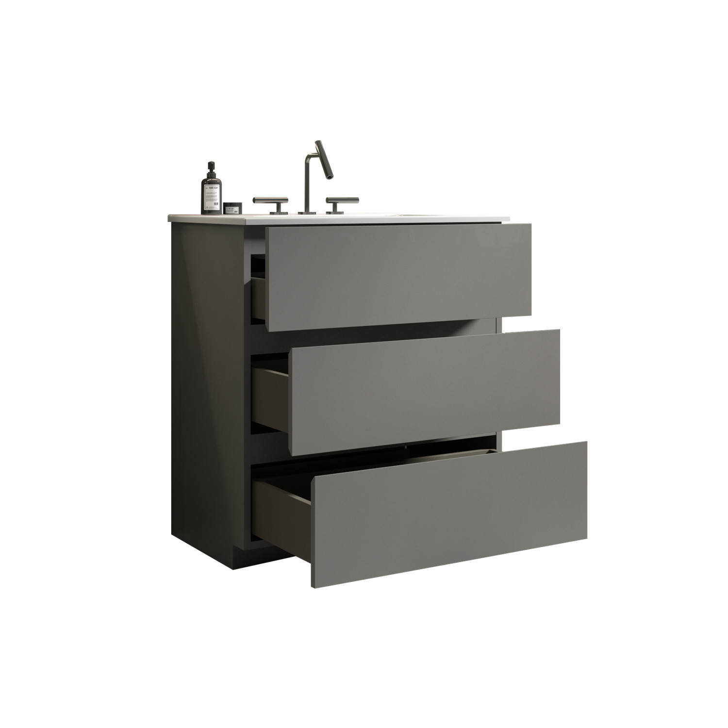 24″ 30″ Bathroom Vanity w/ Sink, Freestanding Vanity Storage Cabinet, 3 Drawers