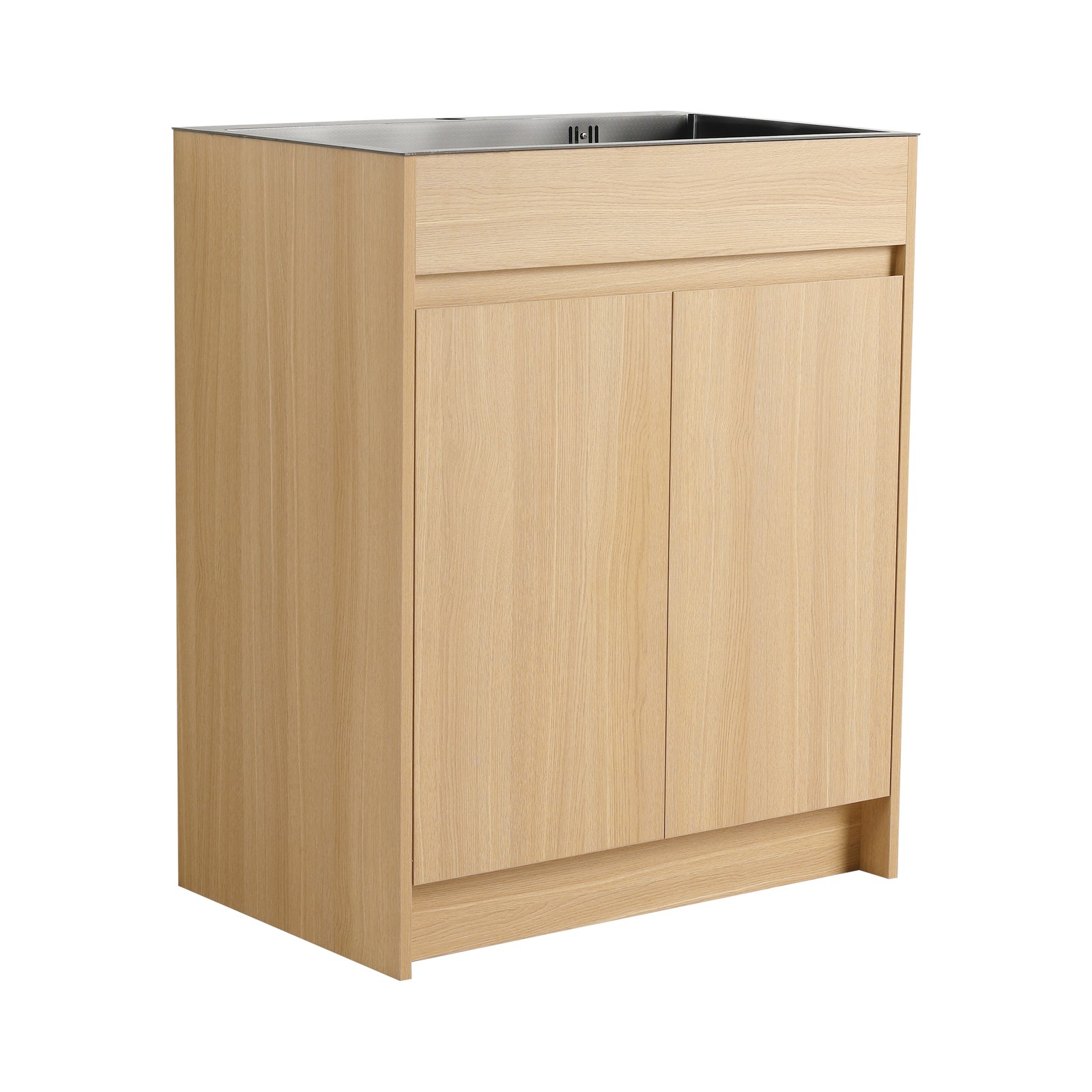 28″ Freestanding Bathroom Vanity/Laundry Utility Cabinet Stainless Steel Sink