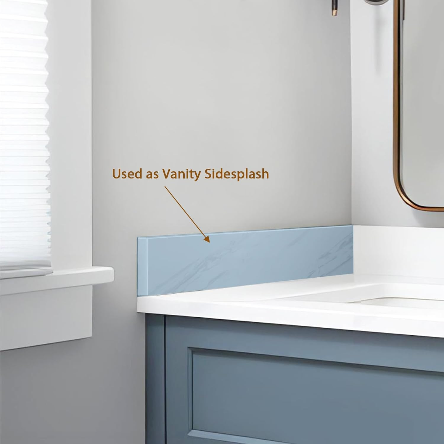 21 Inch Sidesplash in Venice White, Engineered Stone Side Splash for Bathroom Va
