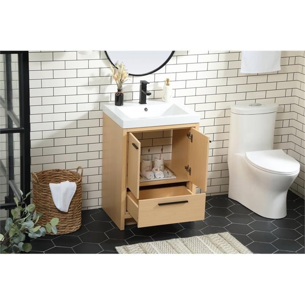Elegant Decor Wyatt 24″ Aluminum Alloy and MDF Single Bathroom Vanity in Maple