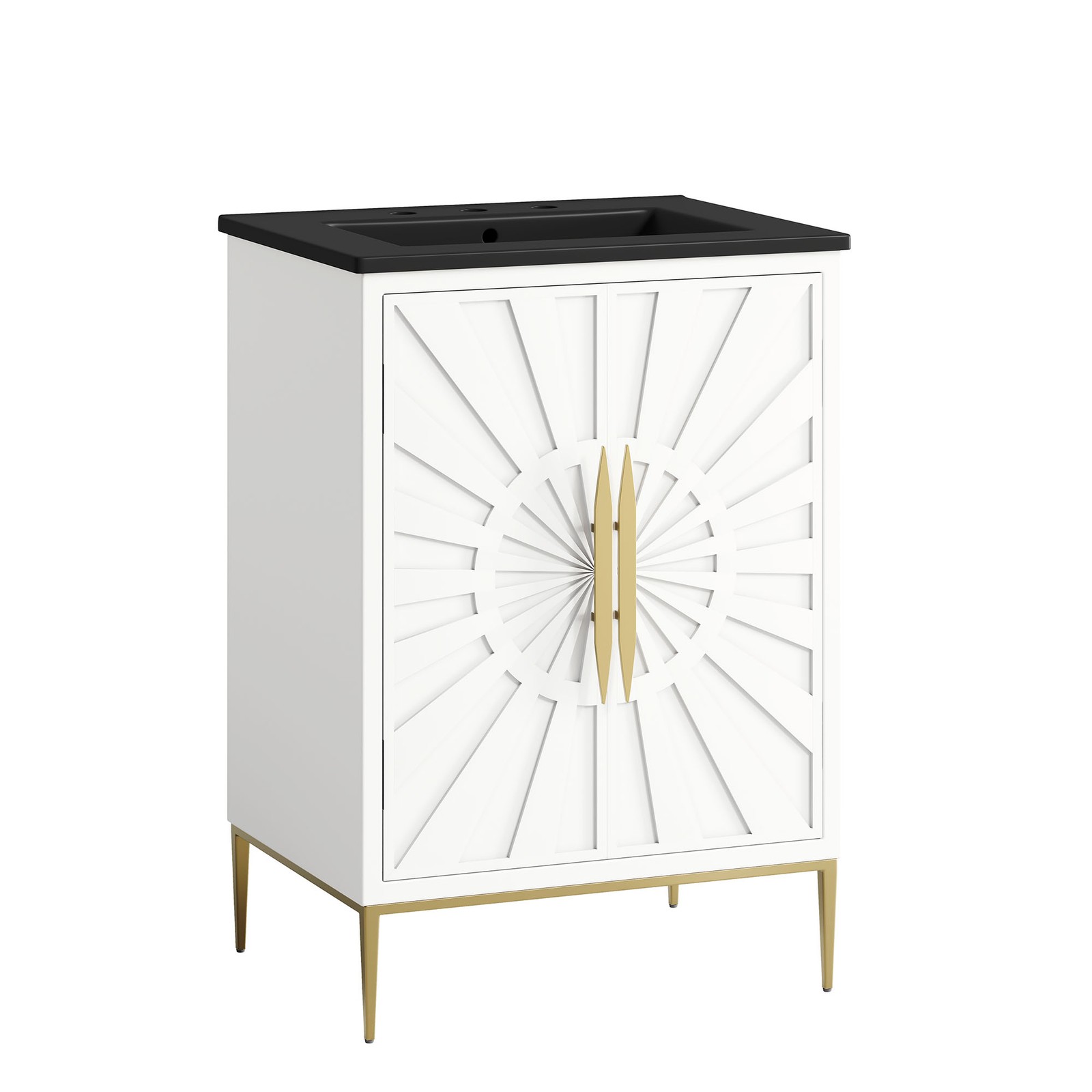 Modway Awaken 24″ Bathroom Vanity in White Black With Ceramic Sink Basin