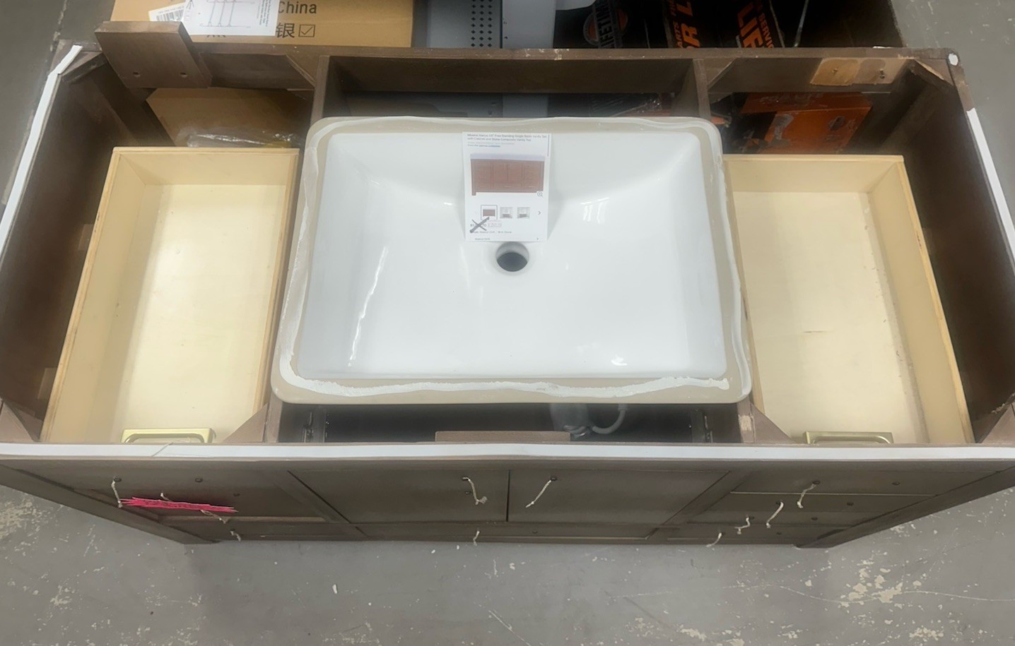 Pick Up Only MISENO Alanya 48″ Freestanding Single Basin Cabinet + Sink, Damaged