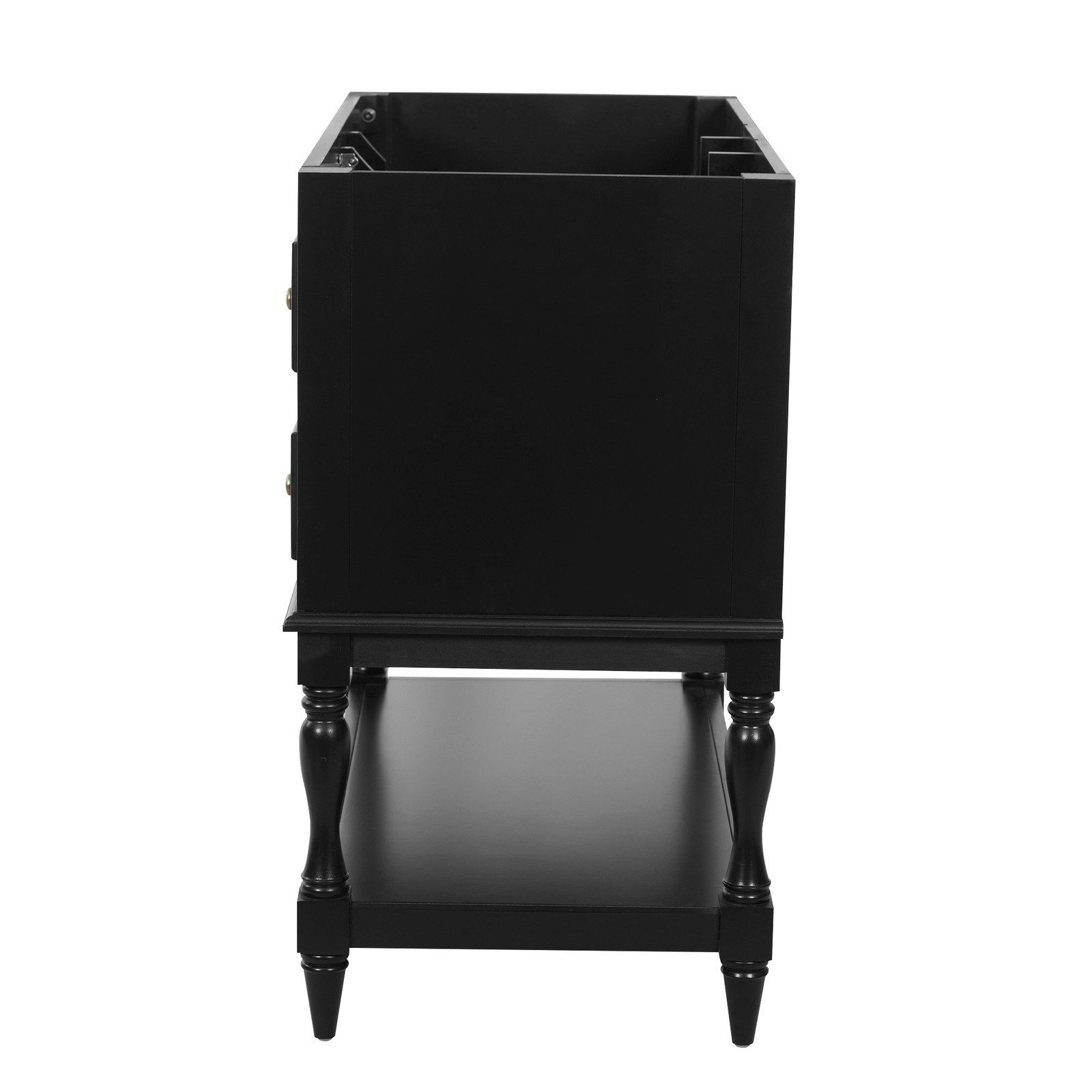 36″ Bathroom Vanity Cabinet with 4 Drawers, Solid Wood Frame, Black