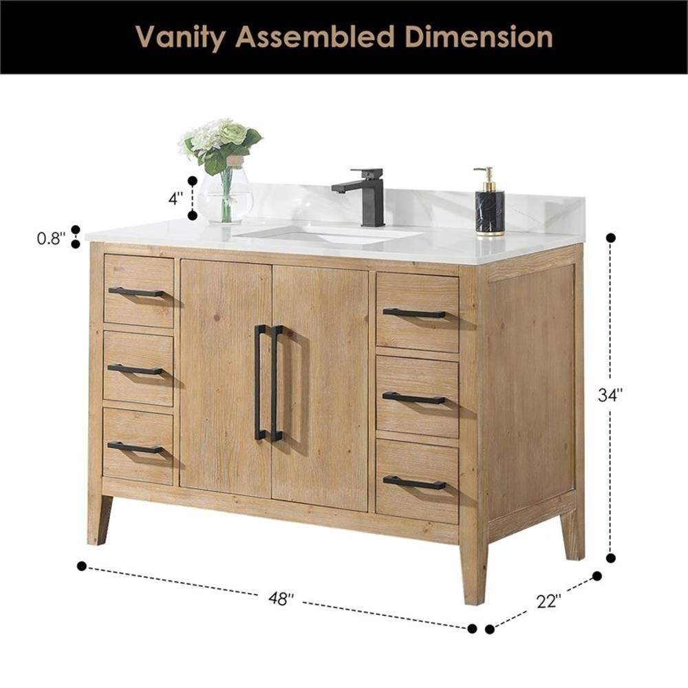 Altair Design Laurel 48″ Wood Vanity without Mirror in Weathered Fir Brown/White