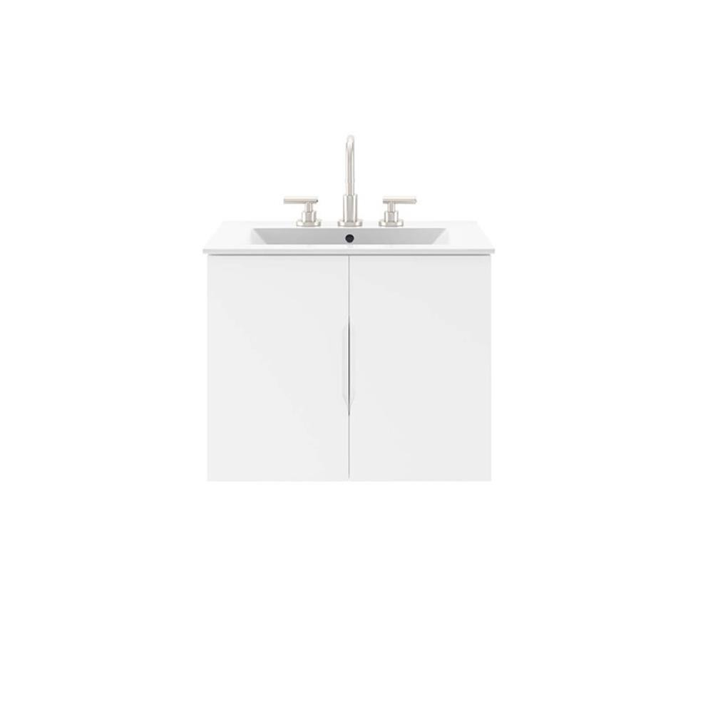 Modway Vitality 23″ Modern Wood/Ceramic Bathroom Vanity in White