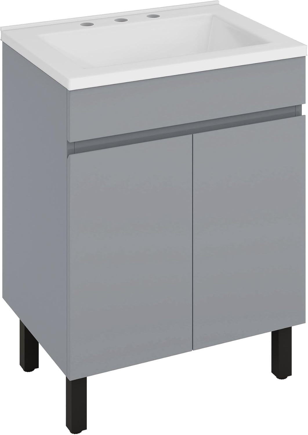 24 Inch Grey Bathroom Vanity with Undermount Sink, Small Bathroom Sink Cabinet,